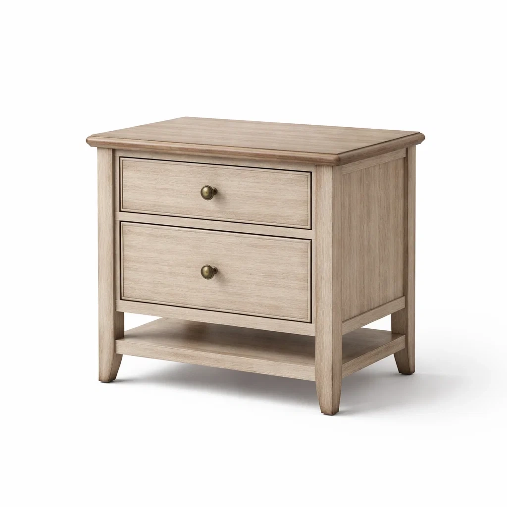 Bois de Chêne Table de chevet avec 2 Tiroirs-dreamsnugz