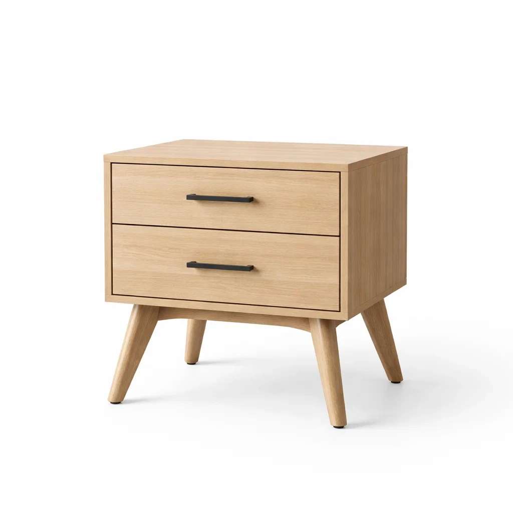 Bois Chêne Clair Table de chevet avec Deux Tiroirs 45x35x50 cm-dreamsnugz