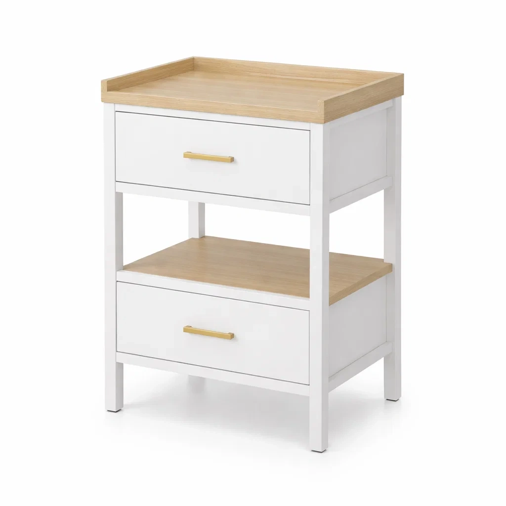 Bois et MDF Table de chevet avec 2 Tiroirs-dreamsnugz