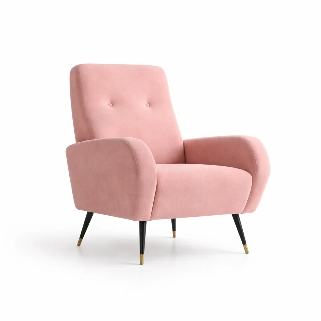 Velours Rose Fauteuil avec Pieds Métalliques-dreamsnugz