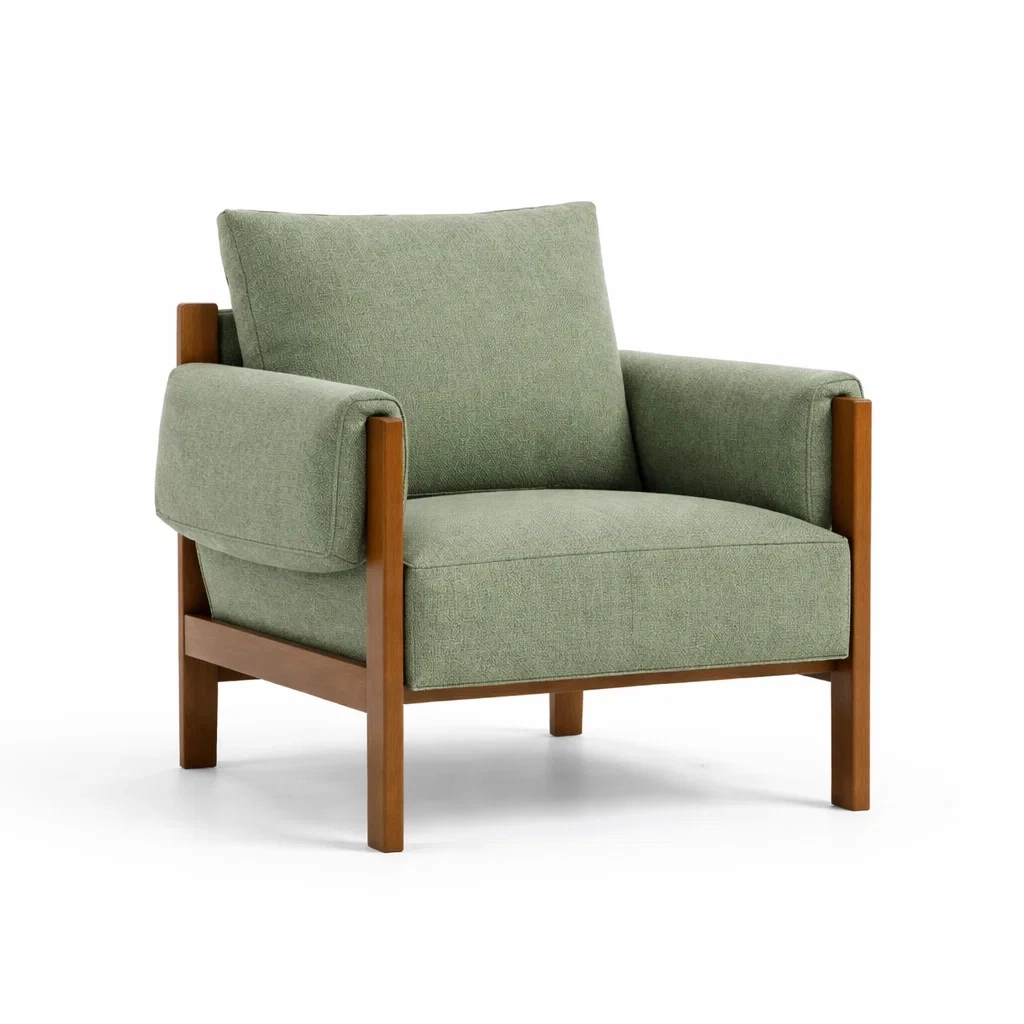 Bois et Tissu Polyester Vert Fauteuil-dreamsnugz