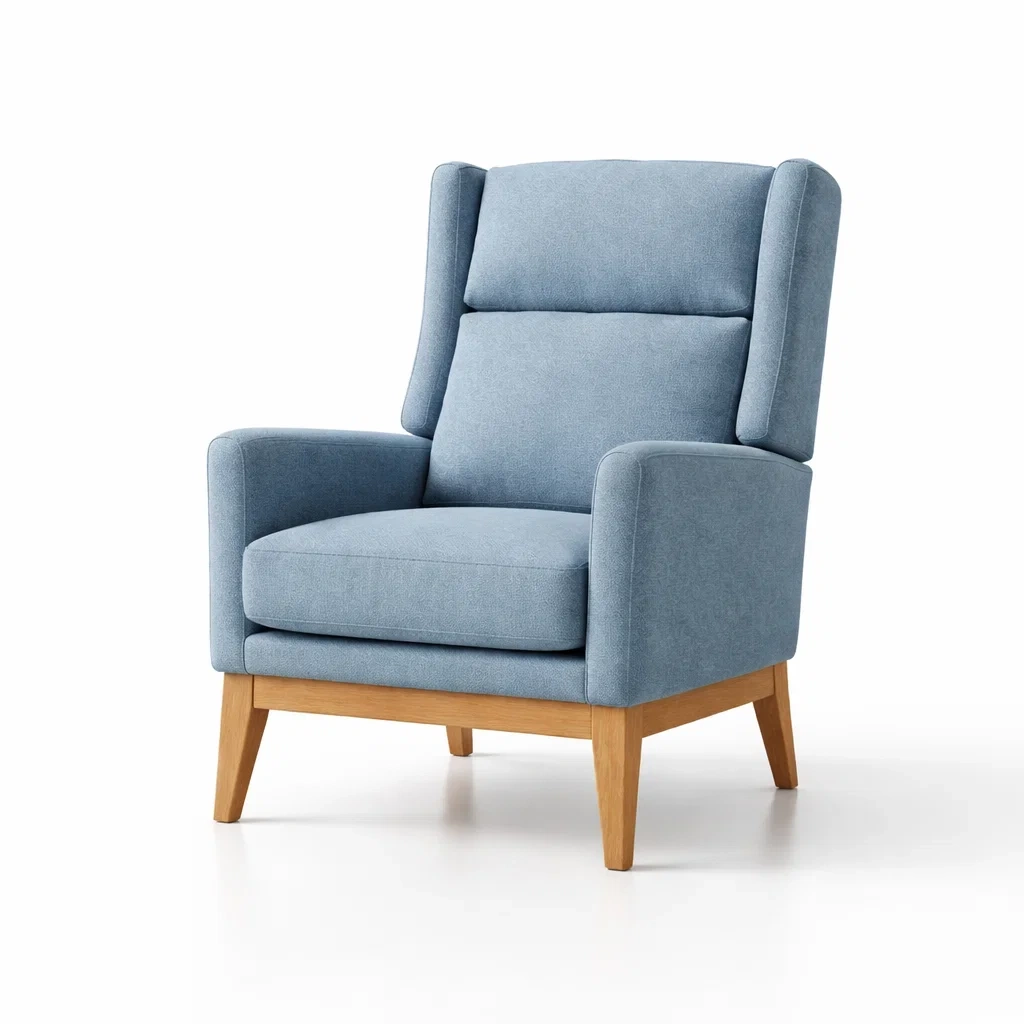Tissu Bleu Fauteuil avec Cadre en Bois de Hêtre-dreamsnugz