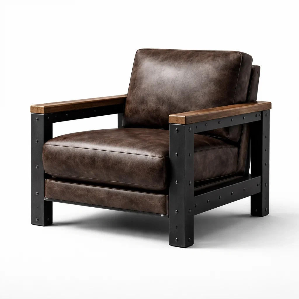 Similicuir Fauteuil avec Structure en Acier et Bois-dreamsnugz