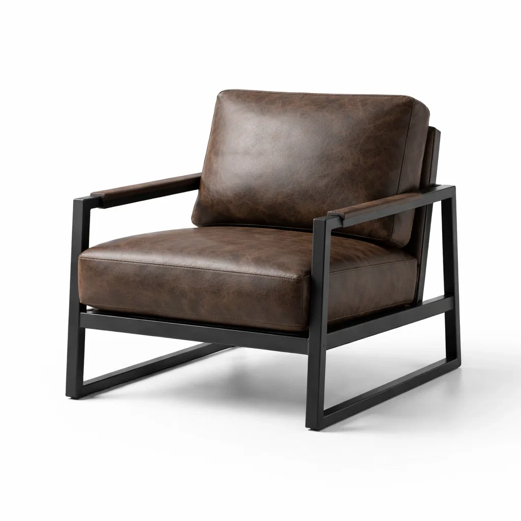 Cuir Synthétique Brun Fauteuil avec Cadre en Métal-dreamsnugz