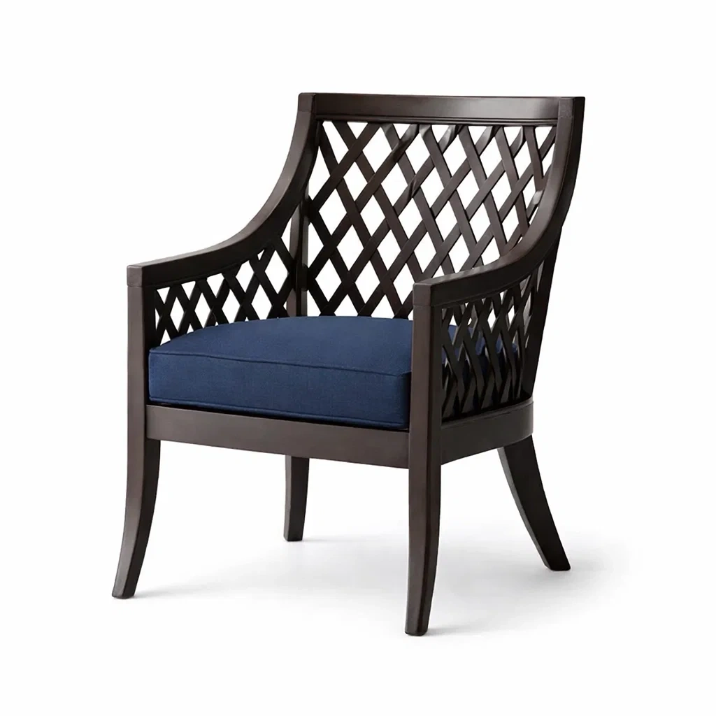 Bois Fauteuil avec Coussin en Tissu Bleu-dreamsnugz