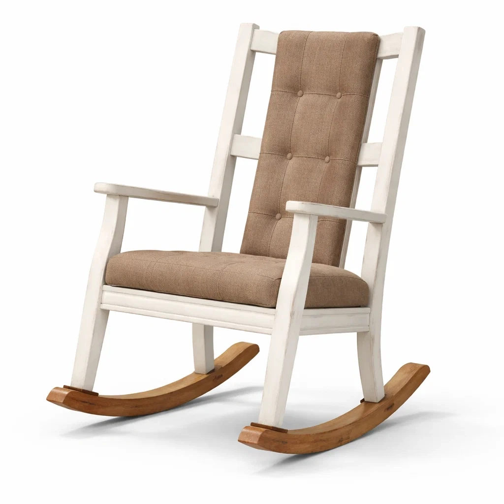 Bois Massif et Lin Marron Fauteuil à bascule-dreamsnugz