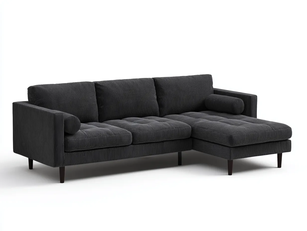 Canapé d'angle en tissu côtelé 276x165x82 cm - gris foncé - style contemporain pour salon-Casagolab