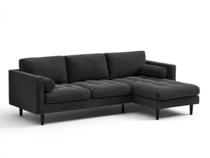 Canapé d'angle en tissu côtelé 276x165x82 cm - gris foncé - style contemporain pour salon-Casagolab