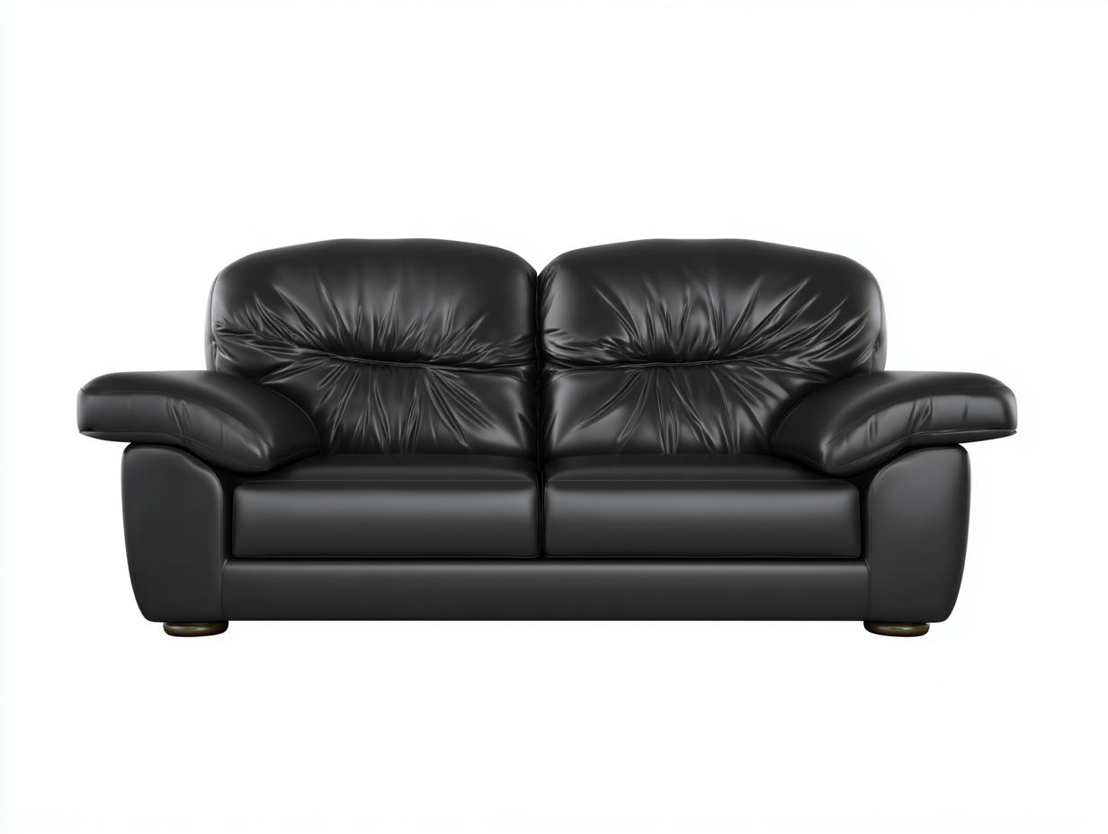 Canapé 2 places en cuir 190x95x90 cm - noir - salon - confort renforcé-Casagolab