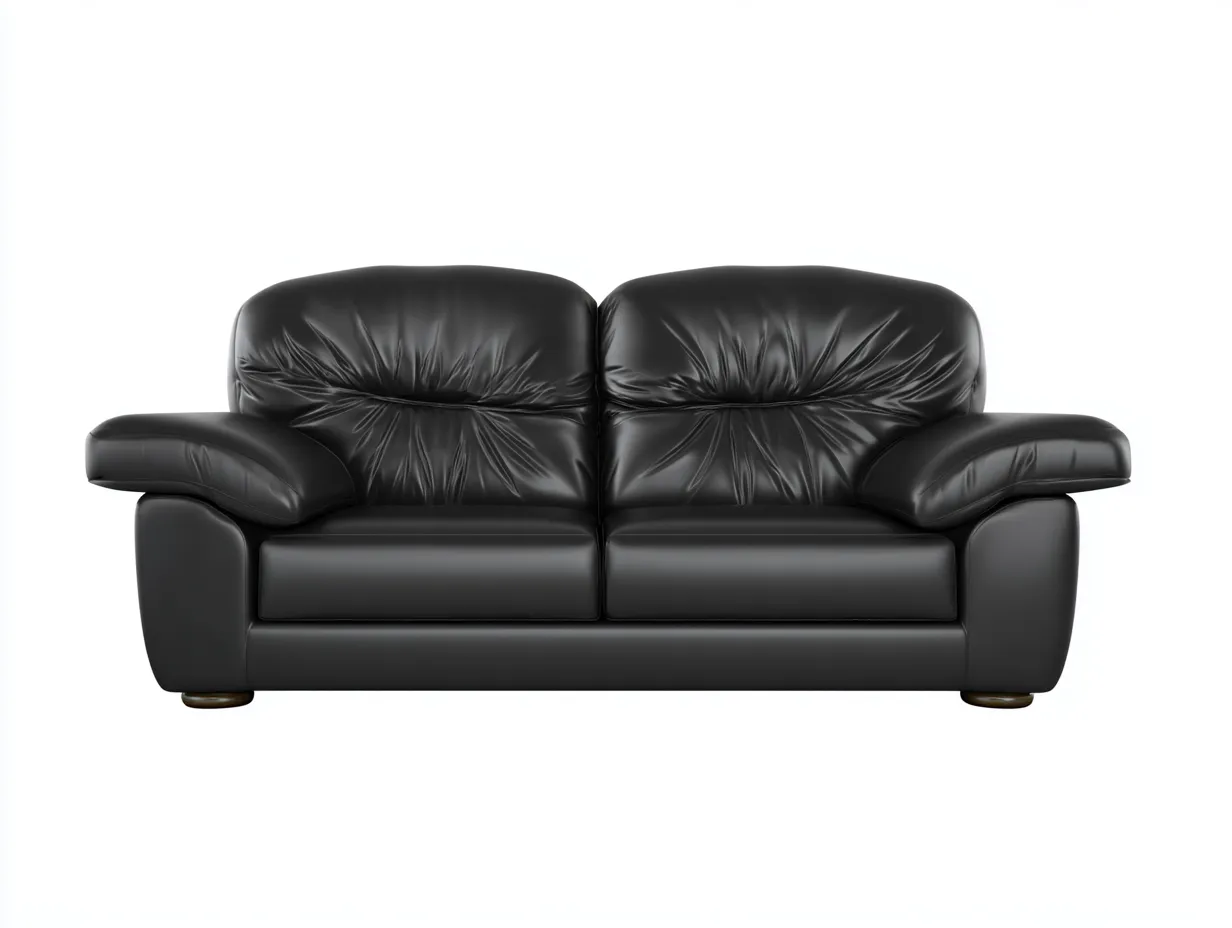 Canapé 2 places en cuir 190x95x90 cm - noir - salon - confort renforcé-Casagolab