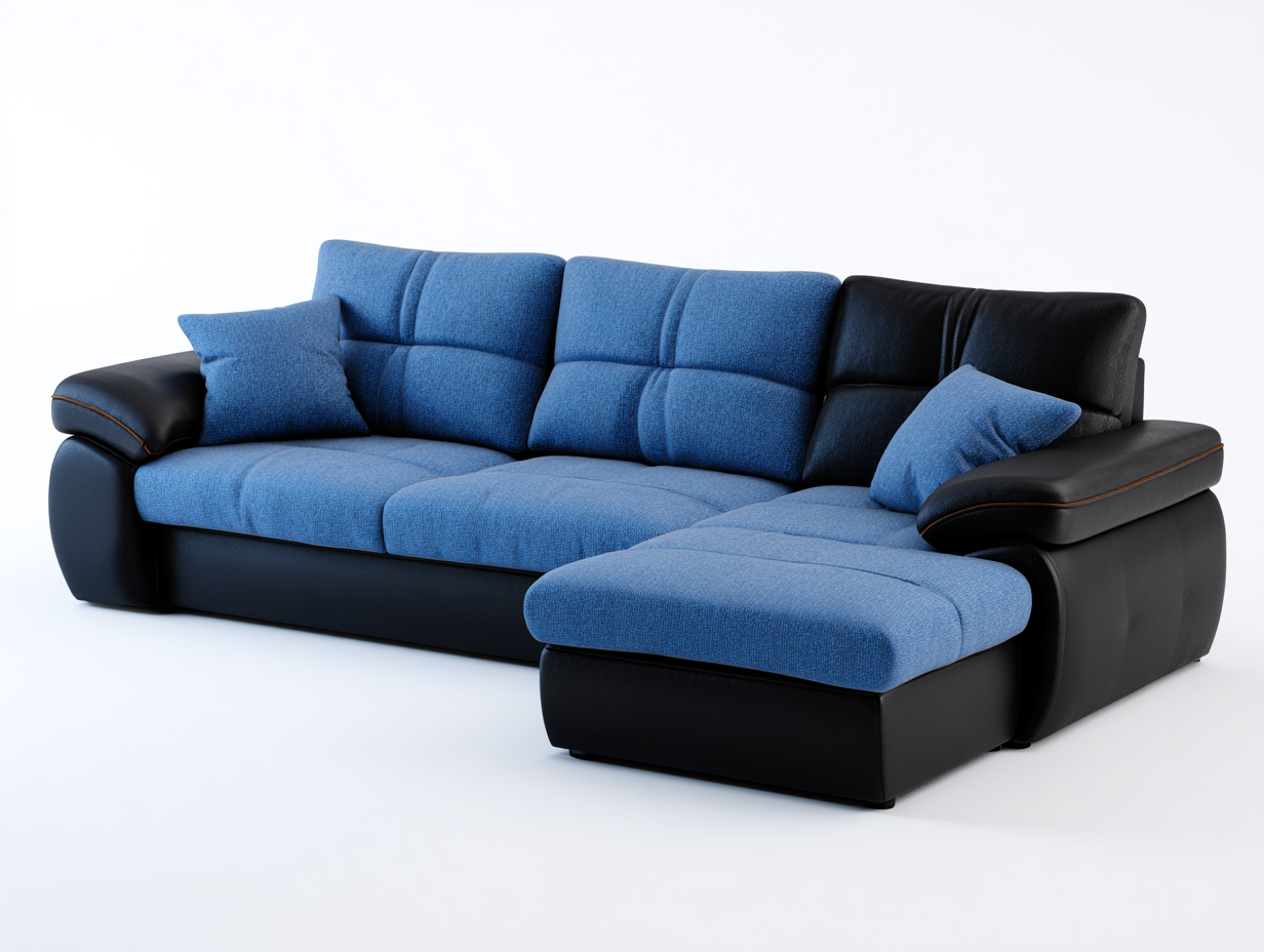 Canapé d'angle en tissu 295x205x85 cm - bleu - noir - confort contemporain pour salon-Casagolab