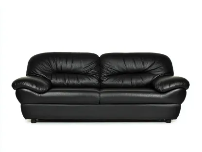 Canapé 2 places cuir 190x95x85 cm - noir - style classique confortable-Casagolab