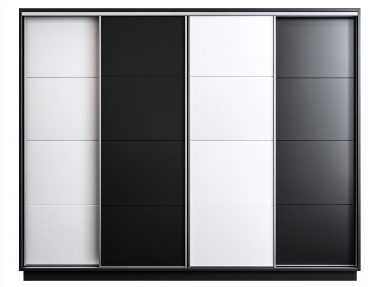 Armoire à portes coulissantes en bois et verre 240x65x215 cm - noir - blanc - rangement chambre - design moderne-Casagolab