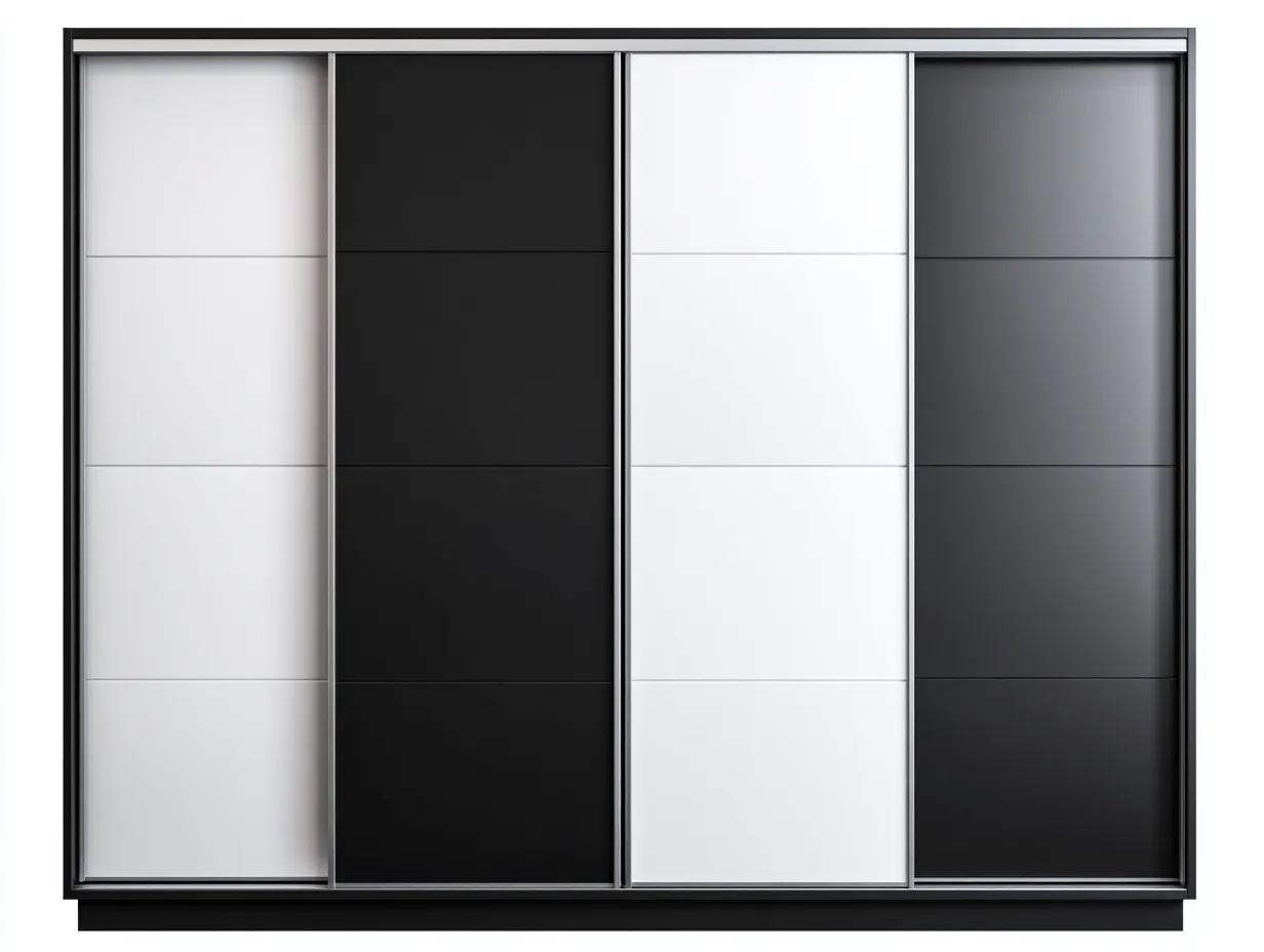 Armoire à portes coulissantes en bois et verre 240x65x215 cm - noir - blanc - rangement chambre - design moderne-Casagolab