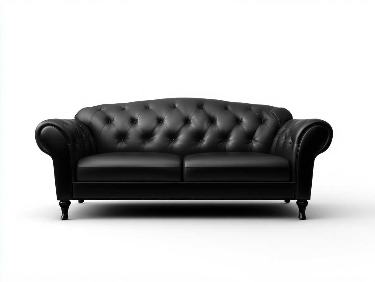 Canapé 2 places cuir 200x90x85 cm - noir - style classique capitonné-Casagolab