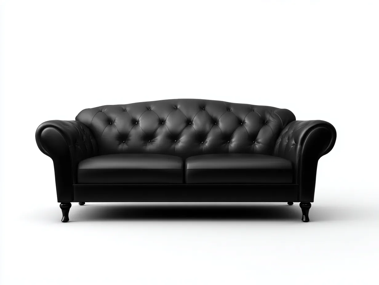 Canapé 2 places cuir 200x90x85 cm - noir - style classique capitonné-Casagolab