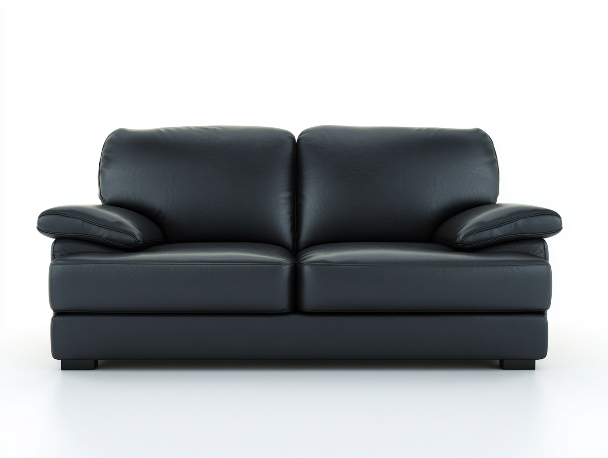 Canapé 2 places en cuir véritable 175x90x80 cm - noir - confort renforcé pour salon-Casagolab