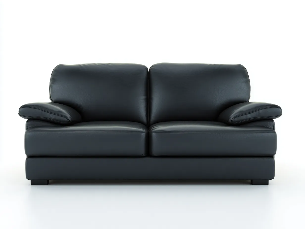 Canapé 2 places en cuir véritable 175x90x80 cm - noir - confort renforcé pour salon-Casagolab