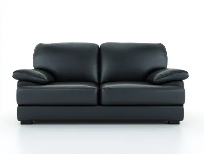 Canapé 2 places en cuir véritable 175x90x80 cm - noir - confort renforcé pour salon-Casagolab