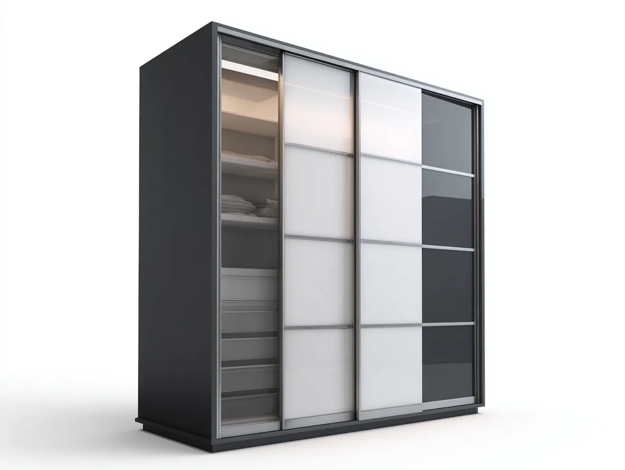 Armoire à portes coulissantes en bois et verre 200x65x215 cm - noir - blanc - rangement chambre - design moderne-Casagolab