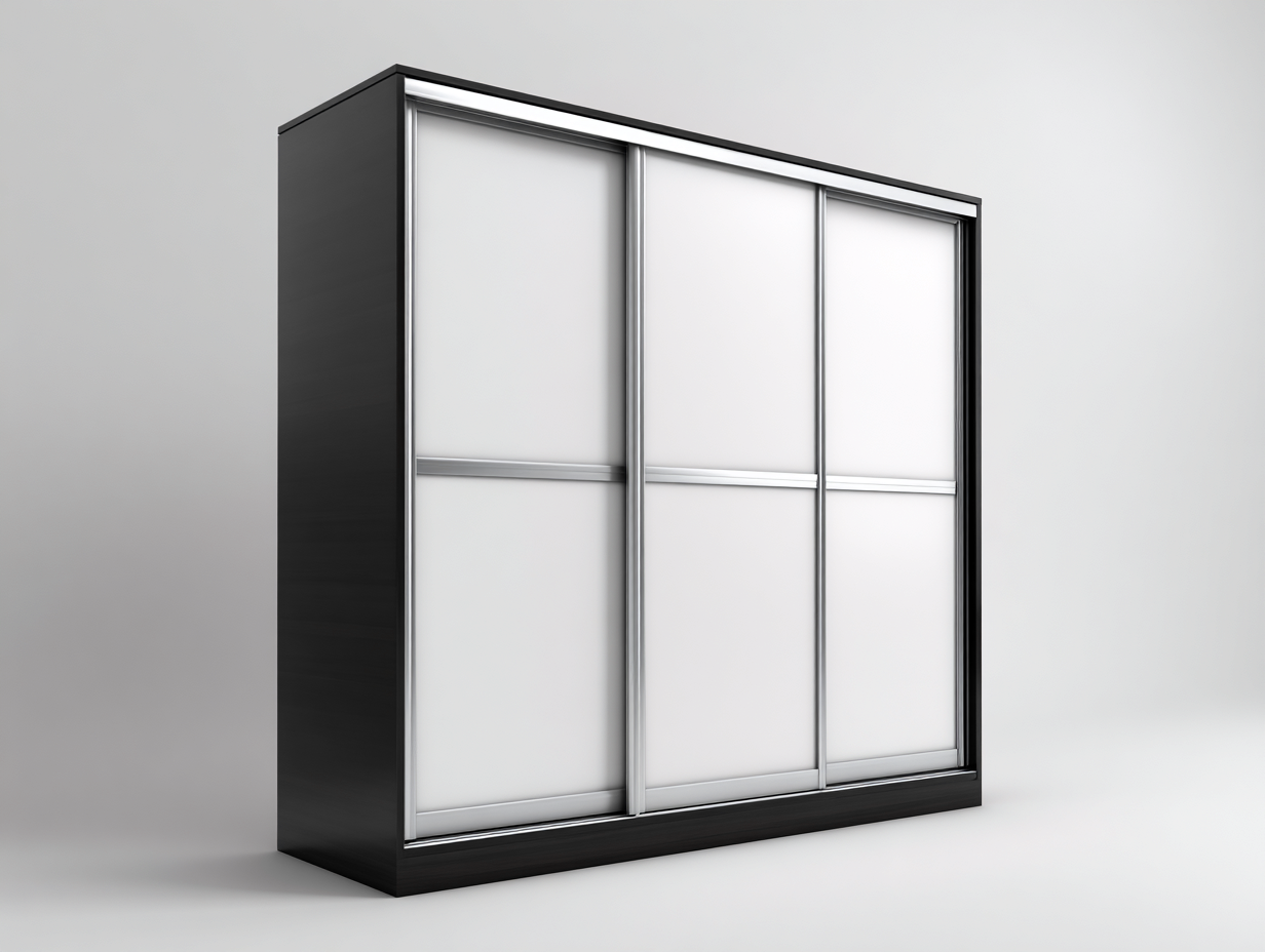 Armoire à portes coulissantes en bois et verre 200x65x215 cm - noir - blanc - rangement chambre - design moderne-Casagolab