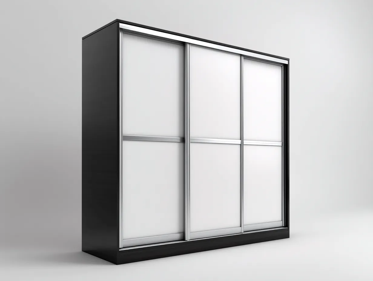 Armoire à portes coulissantes en bois et verre 200x65x215 cm - noir - blanc - rangement chambre - design moderne-Casagolab