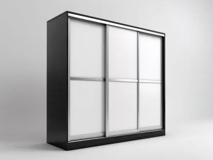 Armoire à portes coulissantes en bois et verre 200x65x215 cm - noir - blanc - rangement chambre - design moderne-Casagolab