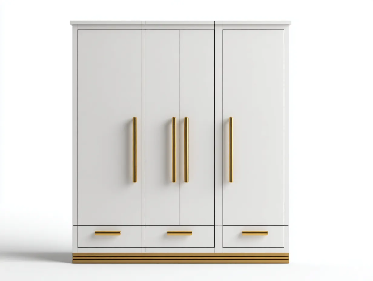 Armoire 4 portes en bois 205x60x220 cm - blanc - rangement chambre - style moderne-Casagolab