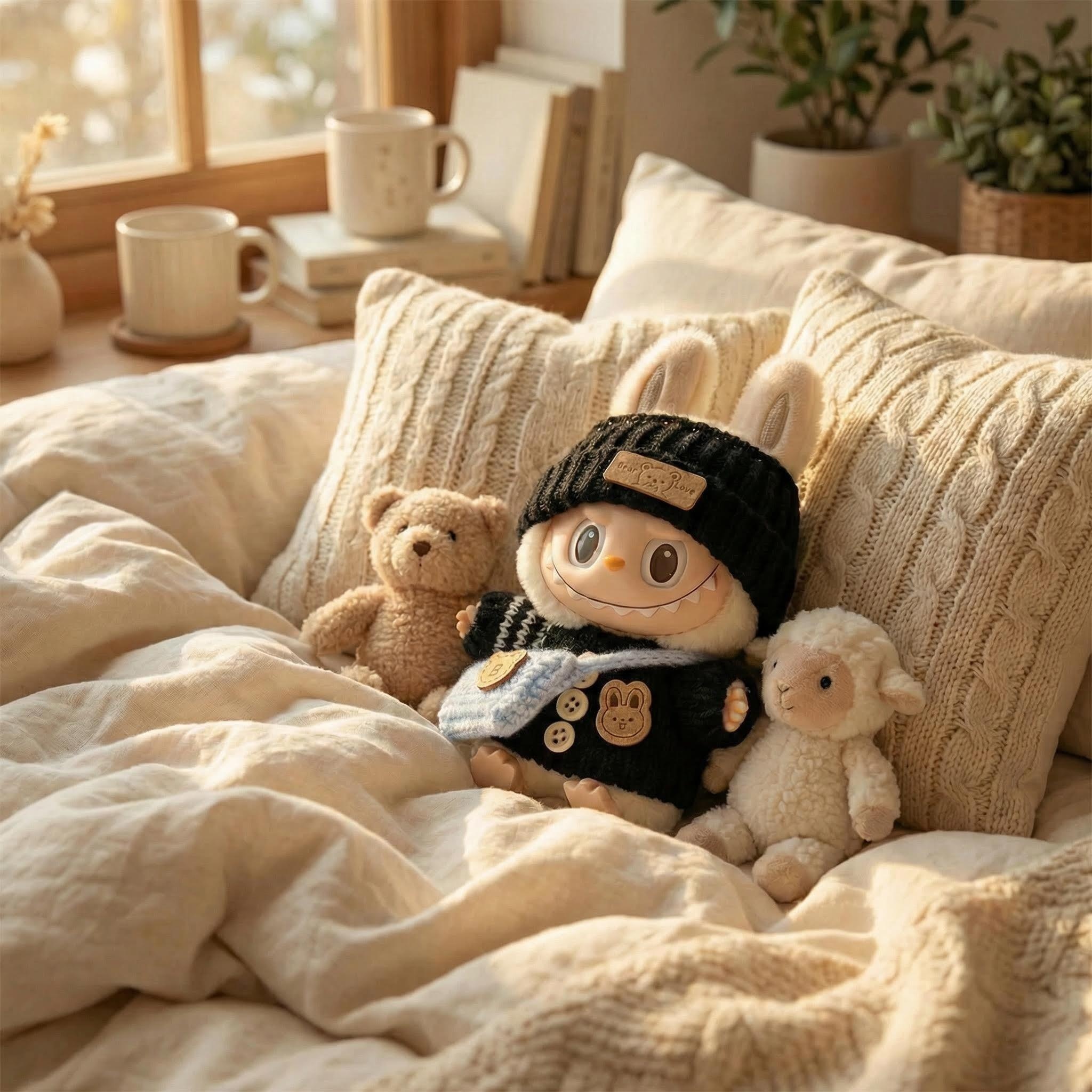 Cute Knit Outfit Set for 17cm Dolls | Handmade Doll Clothes