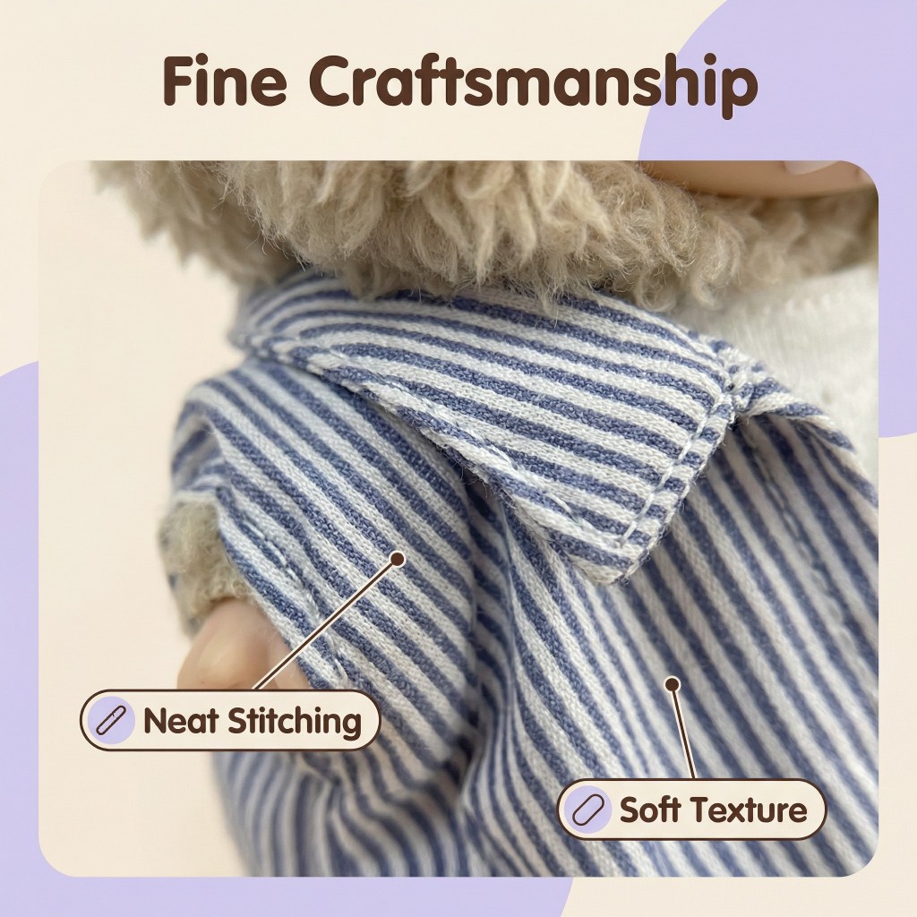 Cute 17CM Doll Clothes Set – Striped Shirt, Jeans & Glasses