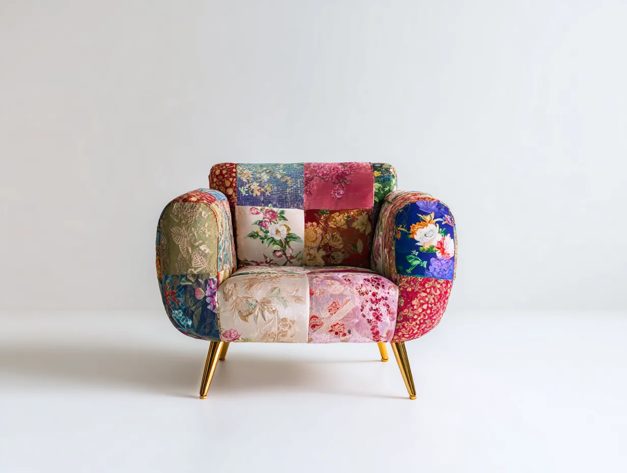 Poltrona in tessuto-tessuto-metallo-76x74x82 cm-rosa-blu-verde-giallo-oro-design decorativo-Luxegetlab