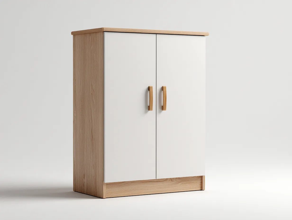 Armadio a 2 ante - legno ingegnerizzato - 94x52x182 cm - bianco-marrone - stile nordico-Luxegetlab