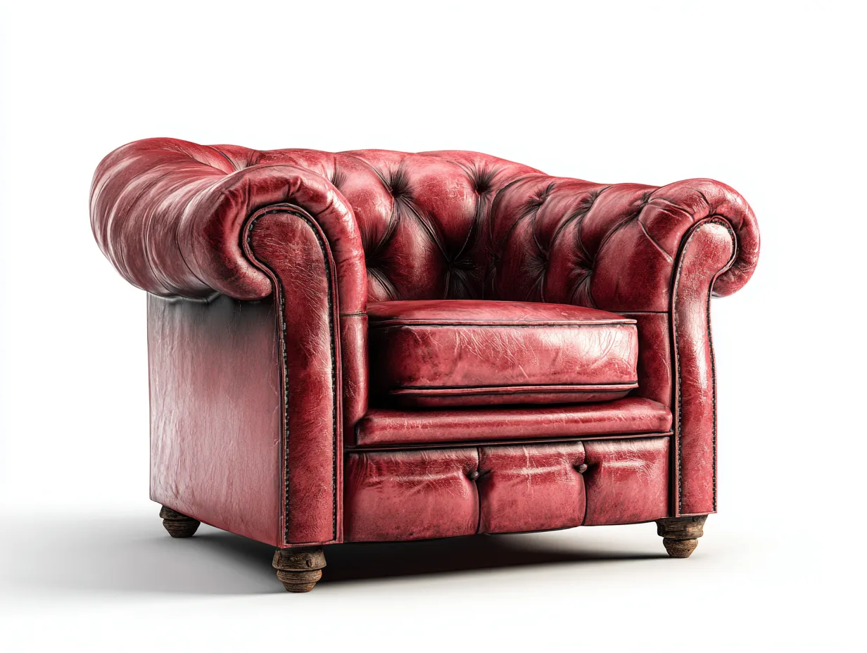 Poltrona in pelle-pelle-90x88x76 cm-rosso-stile classico-Luxegetlab