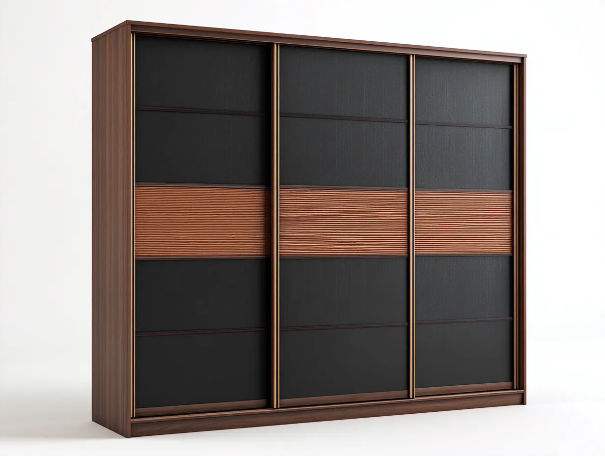 Armadio con ante scorrevoli - legno - 280x66x225 cm - marrone-nero - design moderno-Luxegetlab