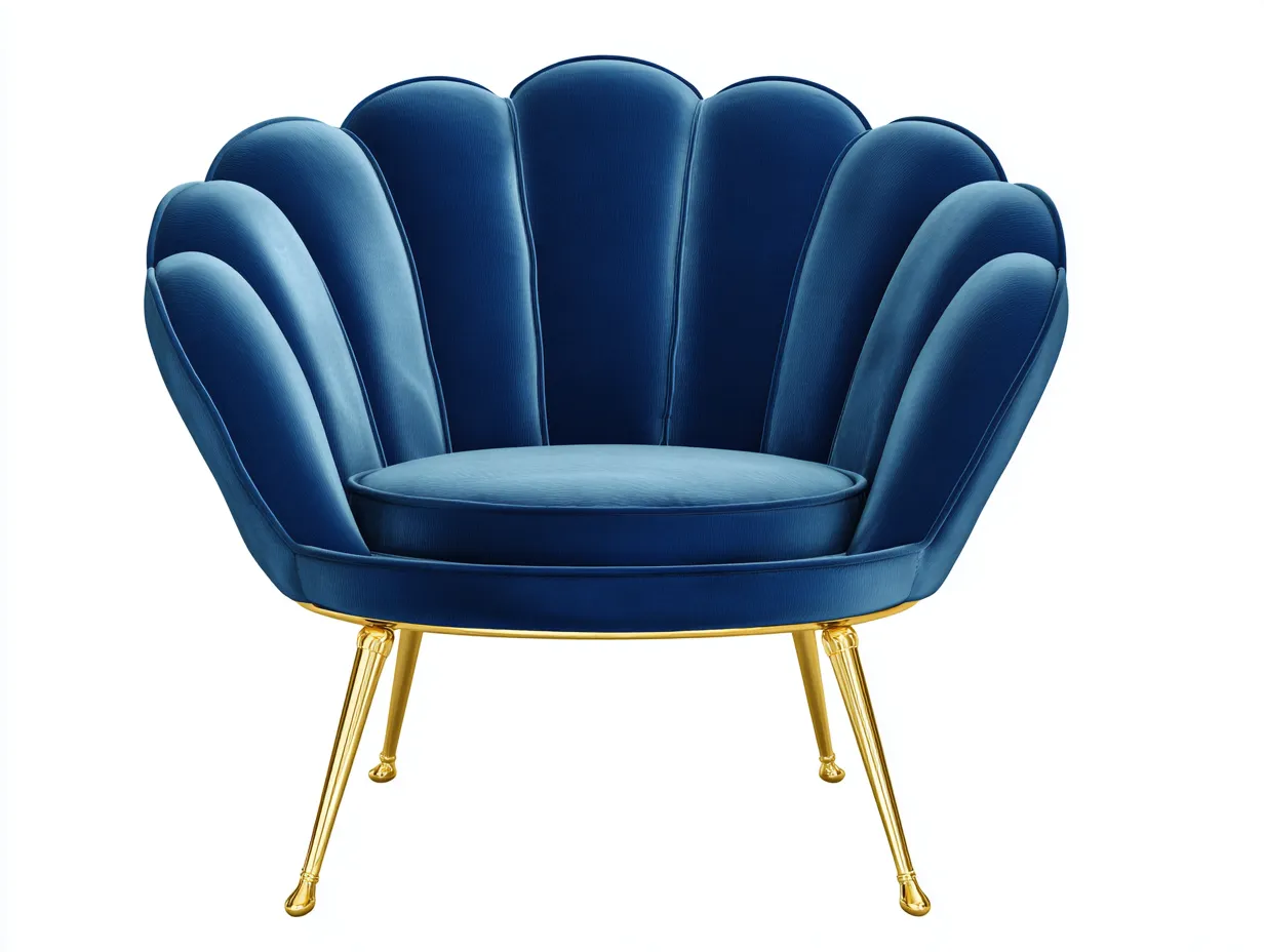 Poltrona in tessuto-velluto-metallo-72x70x78 cm-blu-oro-design elegante-Luxegetlab