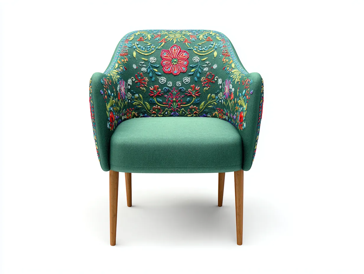 Poltrona in tessuto-tessuto-legno-74x72x85 cm-verde-design decorativo-Luxegetlab