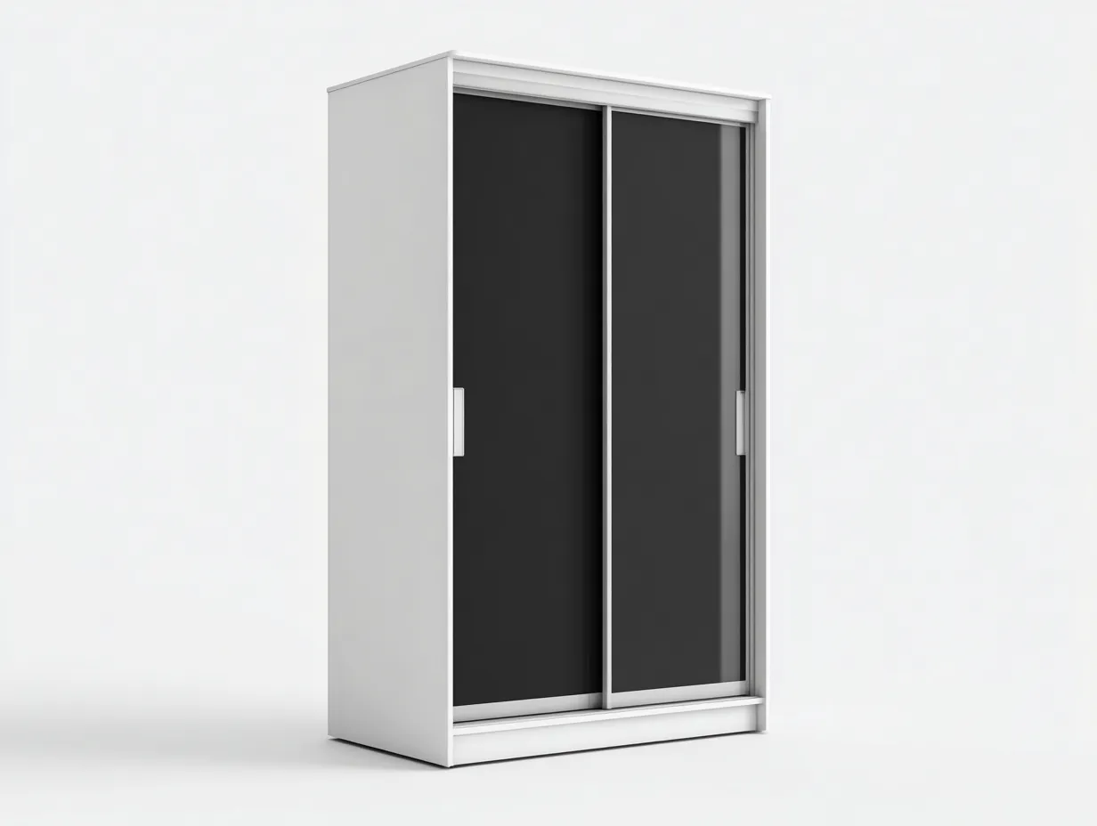 Armadio con ante scorrevoli - legno-vetro - 160x58x210 cm - bianco-nero - design moderno-Luxegetlab