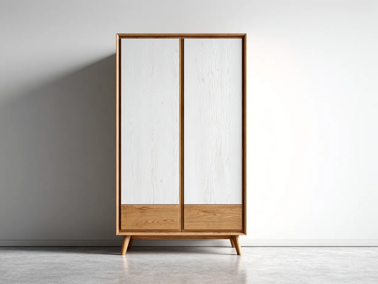 Armadio a 2 ante - legno ingegnerizzato - 102x56x192 cm - bianco-marrone - stile nordico-Luxegetlab