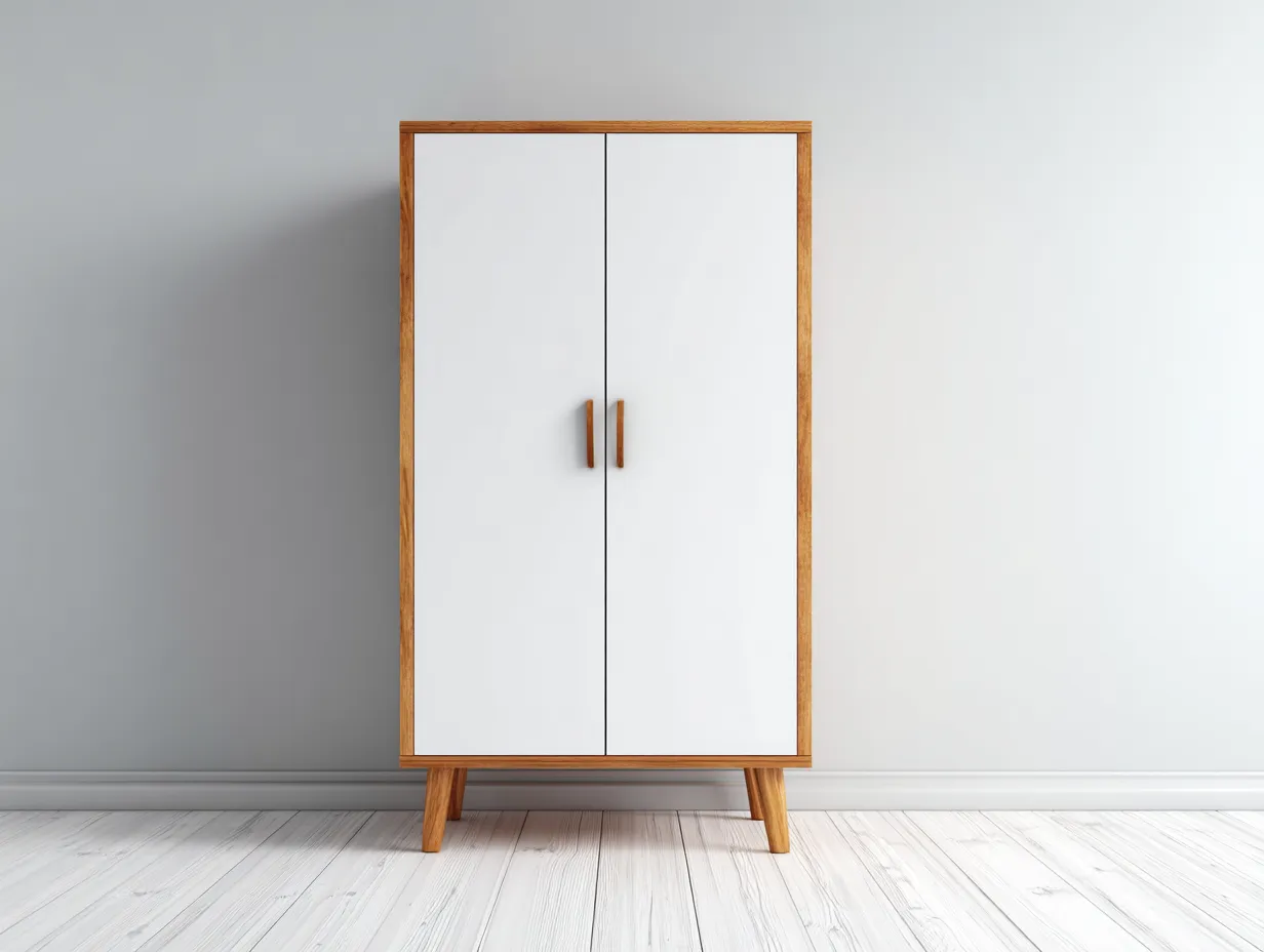 Armadio a 2 ante - legno ingegnerizzato - 100x56x190 cm - bianco-marrone - stile nordico-Luxegetlab