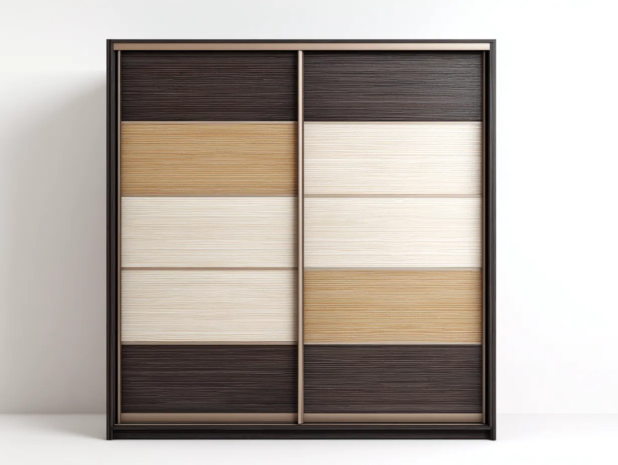 Armadio con ante scorrevoli - legno - 200x62x215 cm - marrone-nero-bianco - design moderno-Luxegetlab