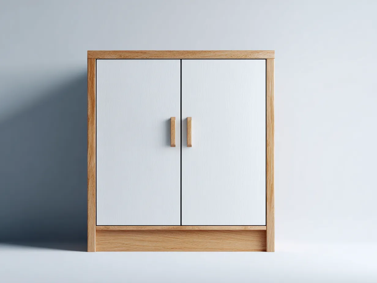 Armadio a 2 ante - legno ingegnerizzato - 90x45x90 cm - bianco-marrone - stile nordico-Luxegetlab