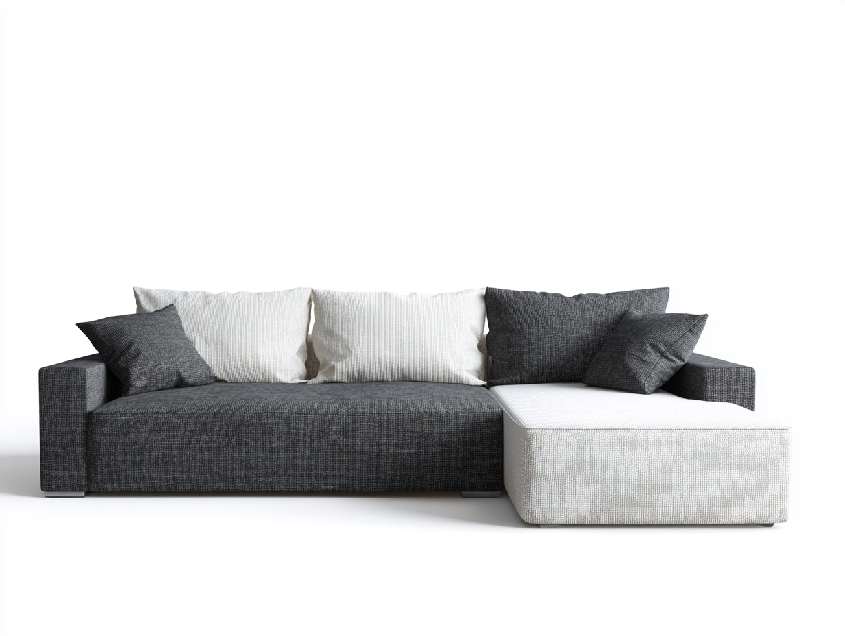 Canapé d’angle - revêtement tissu - 265x160x86 cm - grisblanc - usage salon - design moderne-Nestmyhaus