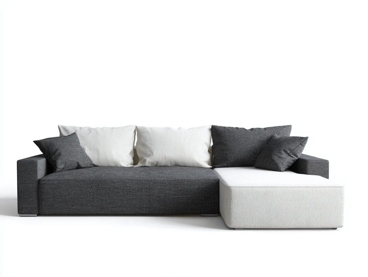 Canapé d’angle - revêtement tissu - 265x160x86 cm - grisblanc - usage salon - design moderne-Nestmyhaus