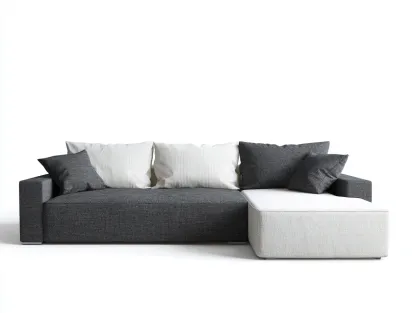 Canapé d’angle - revêtement tissu - 265x160x86 cm - grisblanc - usage salon - design moderne-Nestmyhaus