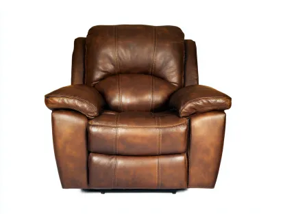 Fauteuil relax - revêtement cuir - 95x90x102 cm - marron - usage salon - fonction détente-Nestmyhaus