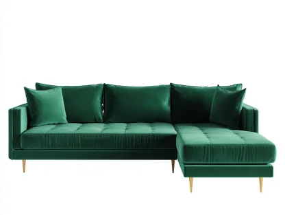 Canapé d’angle - revêtement velours - 260x160x85 cm - vert émeraude - usage salon - design moderne-Nestmyhaus