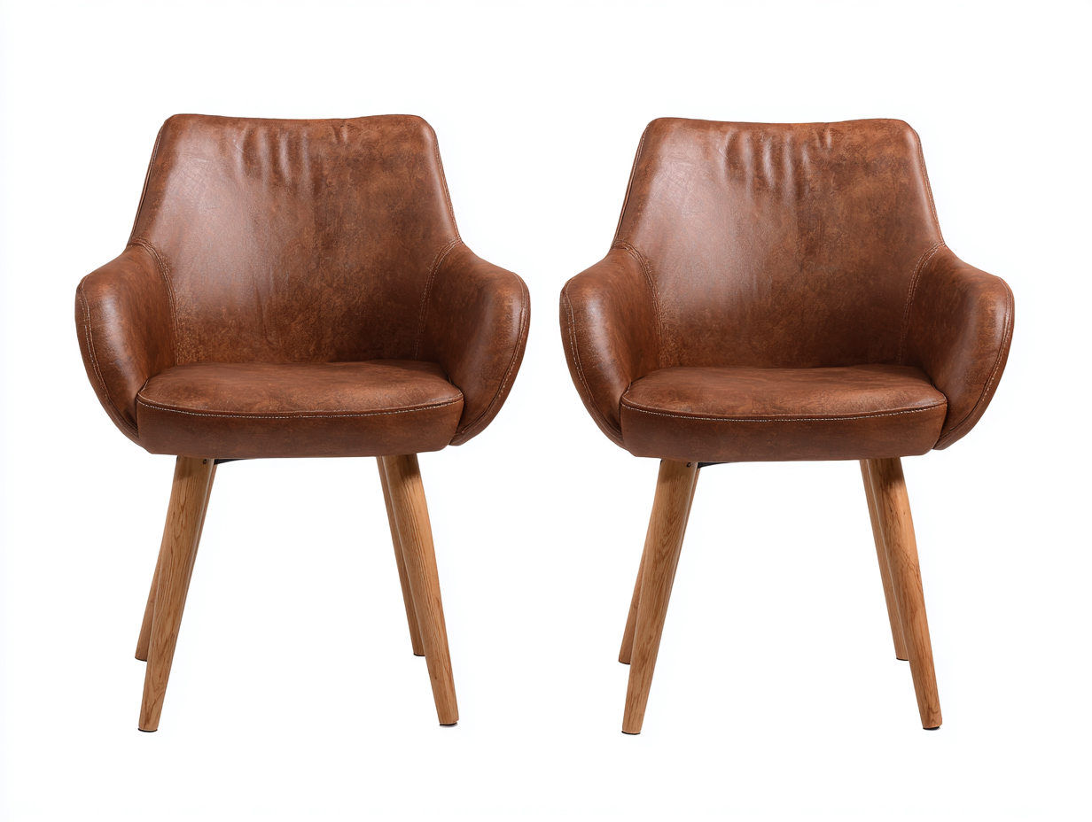 Chaise de salle à manger revêtement effet cuir 55x60x82 cm - marron - design contemporain-Nestmyhaus