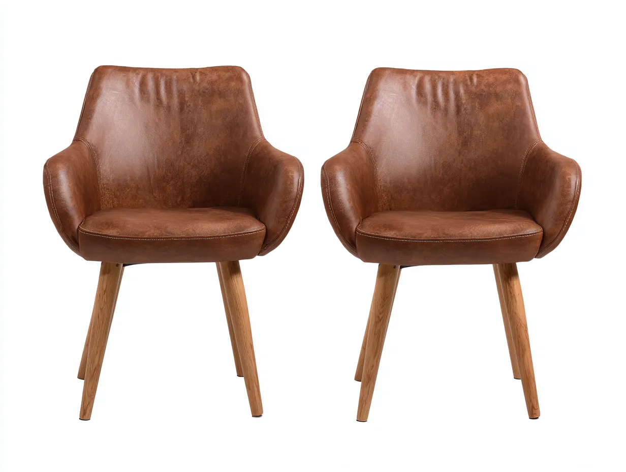 Chaise de salle à manger revêtement effet cuir 55x60x82 cm - marron - design contemporain-Nestmyhaus