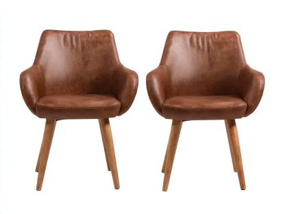 Chaise de salle à manger revêtement effet cuir 55x60x82 cm - marron - design contemporain-Nestmyhaus