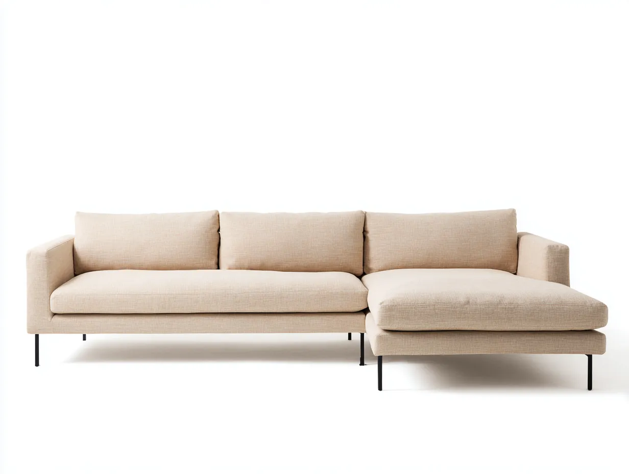 Canapé d’angle en tissu rembourré 260x155x82 cm - beige clair - style moderne-Nestmyhaus